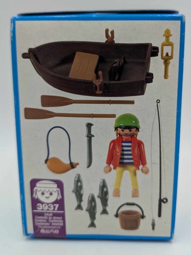 PLAYMOBIL 3937 Pirata con bote de remos pescando del año 2000 NUEVO Vintage - Imagen 4 de 8