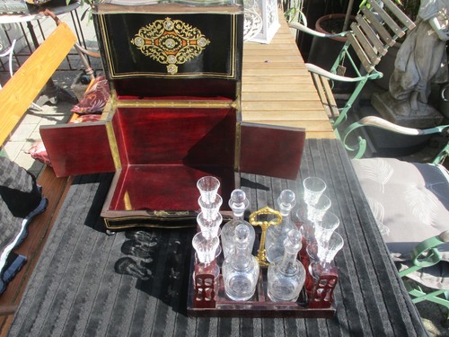 Reisebar Tantalus um 1860, Napoleon, Boulle aus Frankreich - Bild 13 von 15