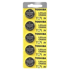 Toshiba Genuine Fresh Date CR2032 2032 Lithium 3V Batteries Exp 2034 (5 pieces)