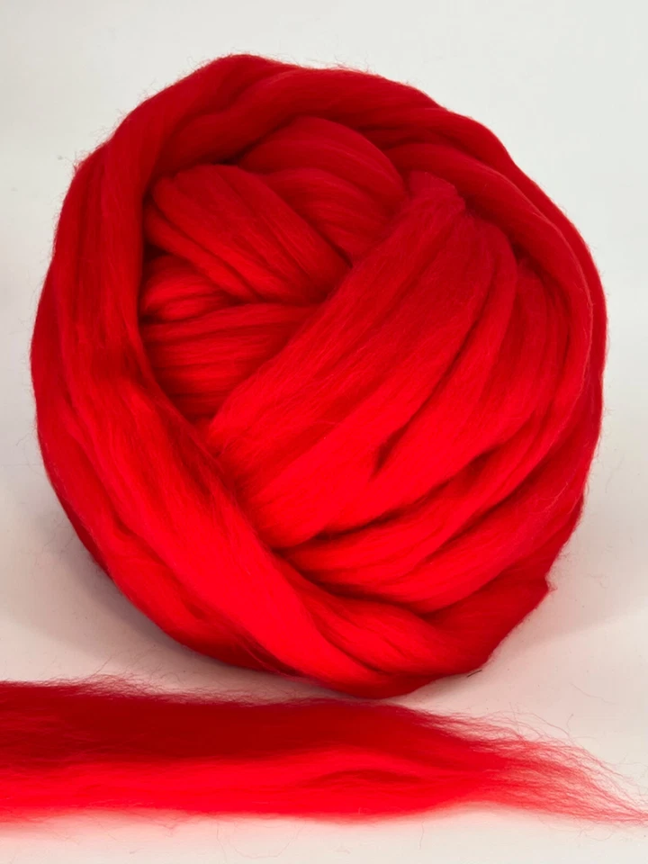 Red Wool Roving - Spin into Yarn, Needle Felt wet felt Crafts, Red Merino - Image 2 of 4