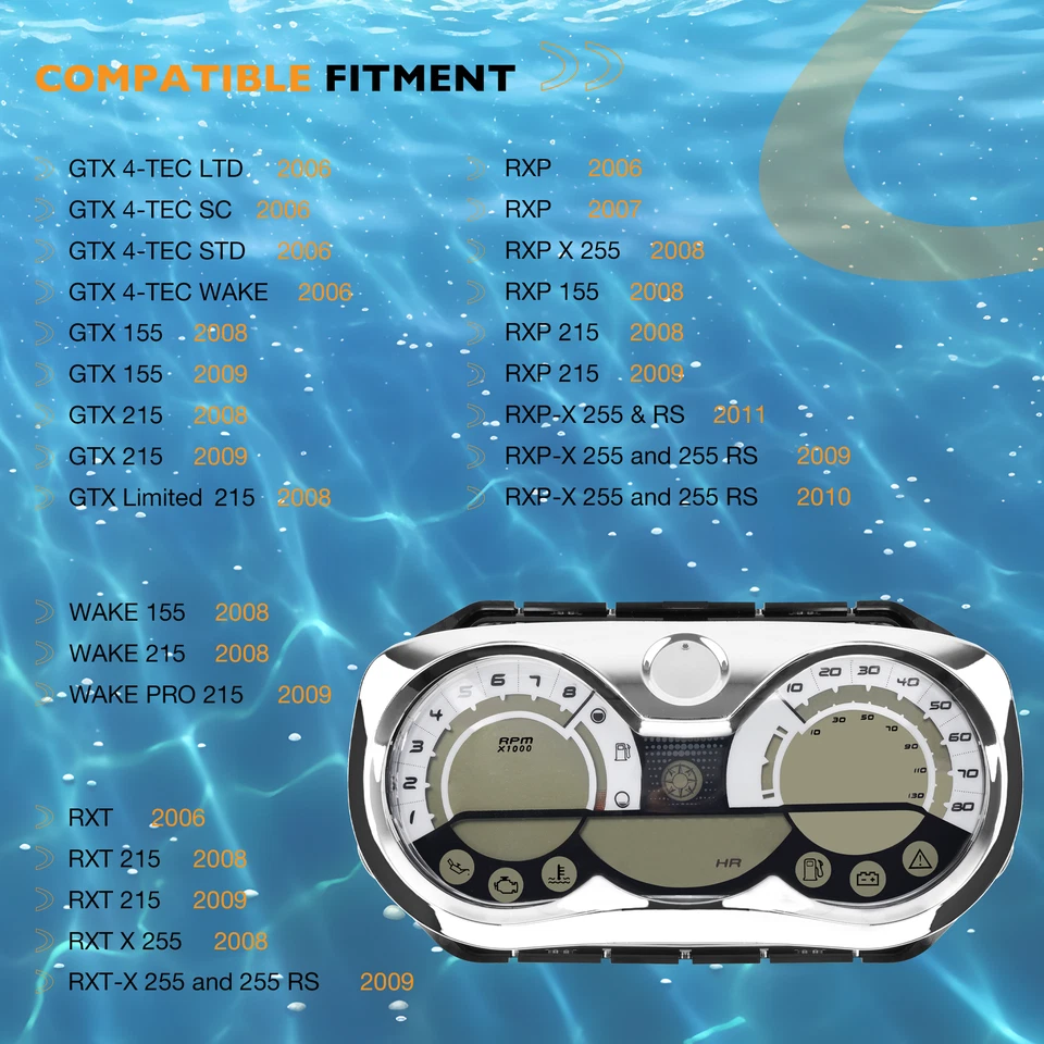 278002270 LCD medidor de velocidade cluster para 2006-2011 Sea Doo RXP RXT GTX Wake - Imagem 2 de 4
