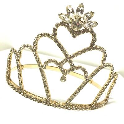 Tall Gold Rhinestone Bridal Crown Princess Pageant Beauty Pageant Queen Princess, Bridal Gold Rhinestone Crown  main image 2