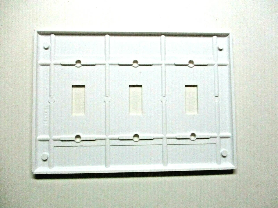 Interruptor de baquelita blanco liso Leviton 3 velocidades años 60 placa de pared cubierta de caja 1 de colección MCM Foto 2 de 3