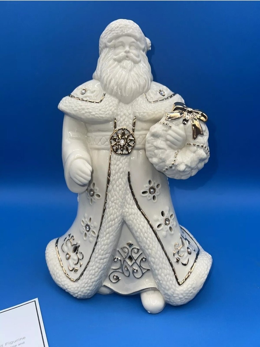 LENOX サンタ　クリスタル　ドイツ製 BRAND NEW! Lenox Florentine and Pearl Santa Lit Figurine 10.5