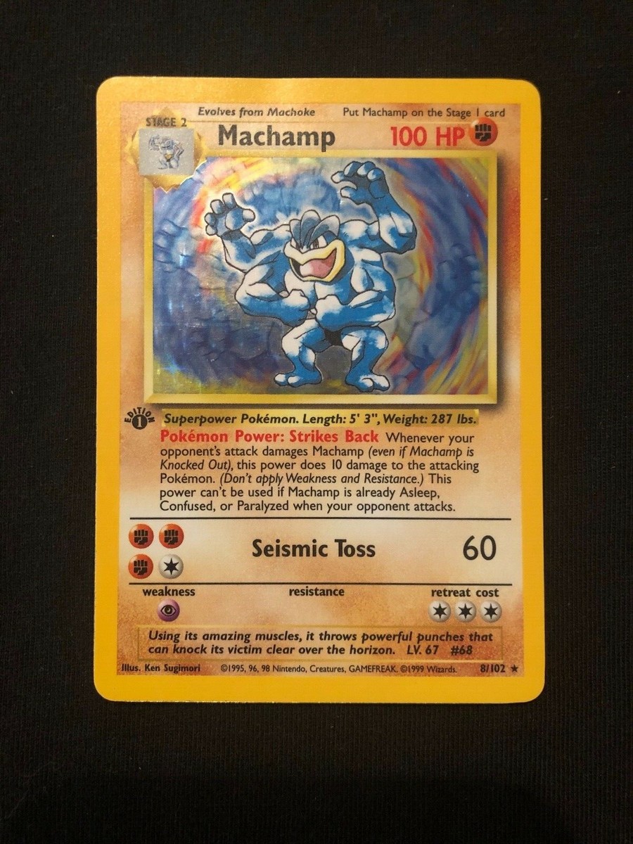 アメリカ購入品 表面はほぼ無傷 Machamp MACHAMP 8/102 1ST EDITION BASE SET HOLO RARE POKEMON CARD | eBay