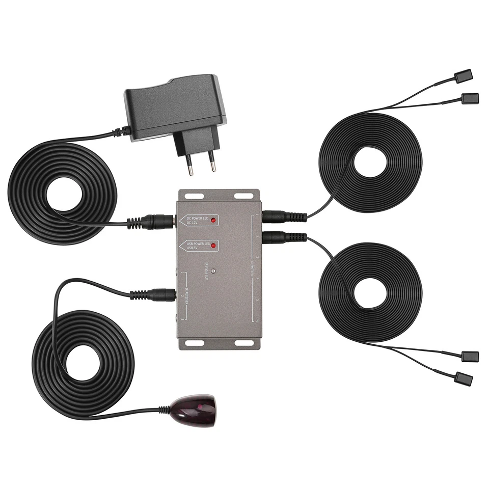 MACLEAN 4-fach Infrarot Fernbedienung Verlängerung Control Extender Emitter Receiver IR