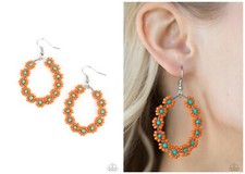 Paparazzi FESTIVELY FLOWER CHILD orange earrings