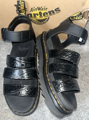 Dr Martens Airwair Blaire Gunmetal Wild Croc Emboss Leather