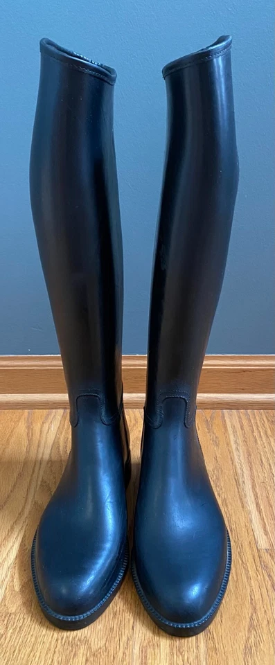 Cottage Craft Black Rubber Equestrian Horse Riding Boots 39 M Knee High Israel - Image 2 of 4