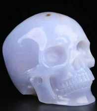 3.0" Blue Chalcedony Carved Crystal Skull, Realistic, Crystal Healing