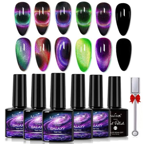 Cat Eye Gel Nail Polish, 9D Cat Eye Gel Polish with Magnet Stick, Chameleon H...