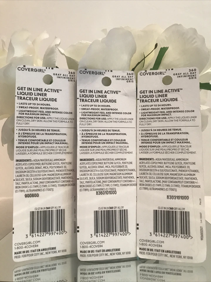 3 NEW Covergirl Get In Line Active Liquid Liner 360 Gray All Day Make-up - Image 2 of 3