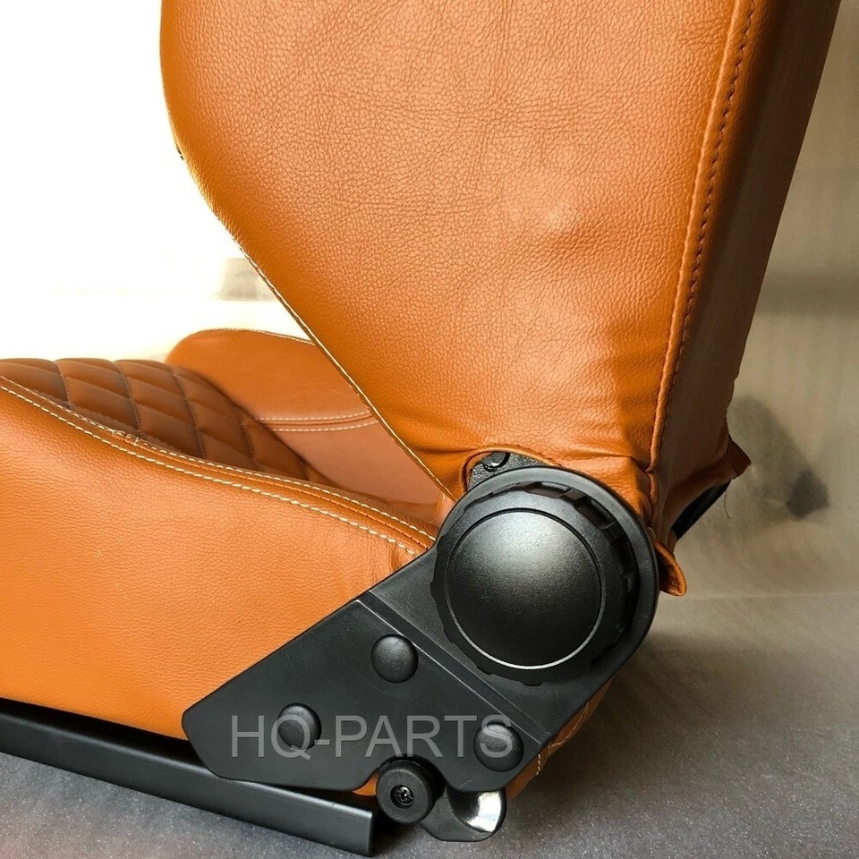 2 X ASIENTO DE CARRERAS DE CUERO PVC TOSTADO TANAKA RECLINABLE PUNTO DIAMANTE SE ADAPTA A MITSUBISHI Foto 2 de 4