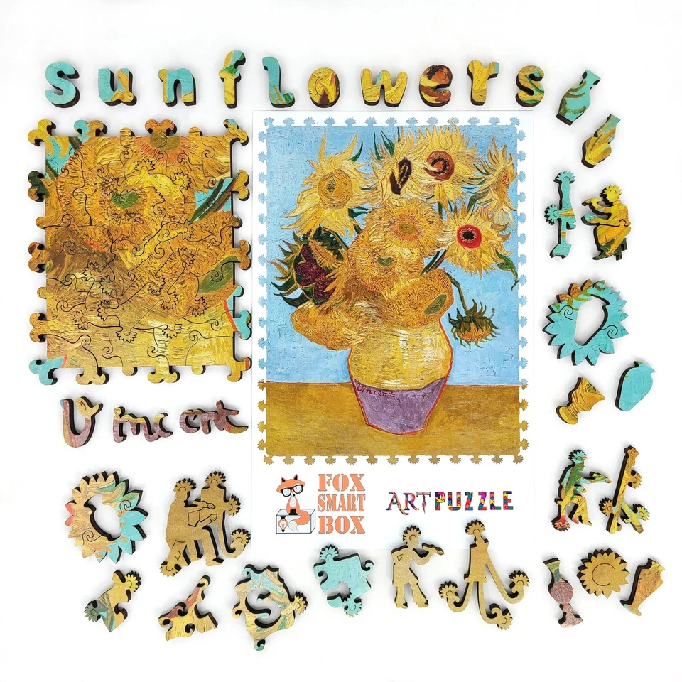 Wooden Jigsaw Puzzle for Adults by FoxSmartBox - 170 pieces - Sunflowers (3rd) - Image 4 of 4