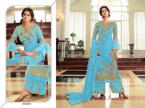 NEW INDIAN DESIGNER GEORGETTE SALWAR KAMEEZ WEDDING BOLLYWOOD PARTY WEAR - Picture 2 of 6