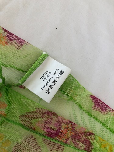 Falda Pareo Fluorescente Verde con Flores De Playa Transparente Talla Un (VFJ081 - Imagen 7 de 9