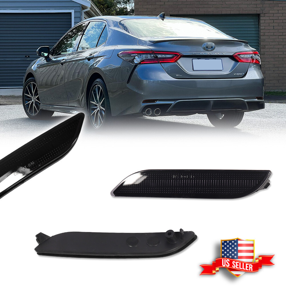 JDM Smoked Lens Rear Bumper Reflector Lights for 2018-2023 Toyota Camry 2-Piece Set  