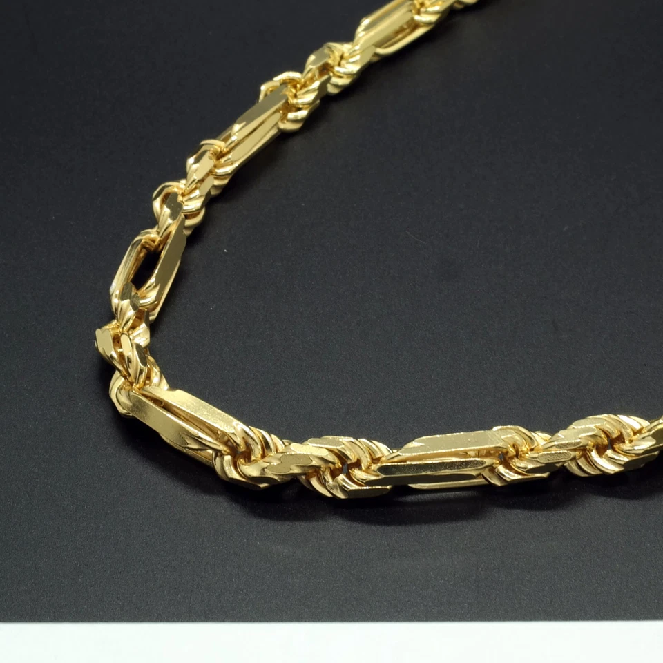 Fancy PAPERCLIP ROPE Chain 14K Gold Plated Sterling Silver 6mm Necklace 18"-26" - Image 3 of 4