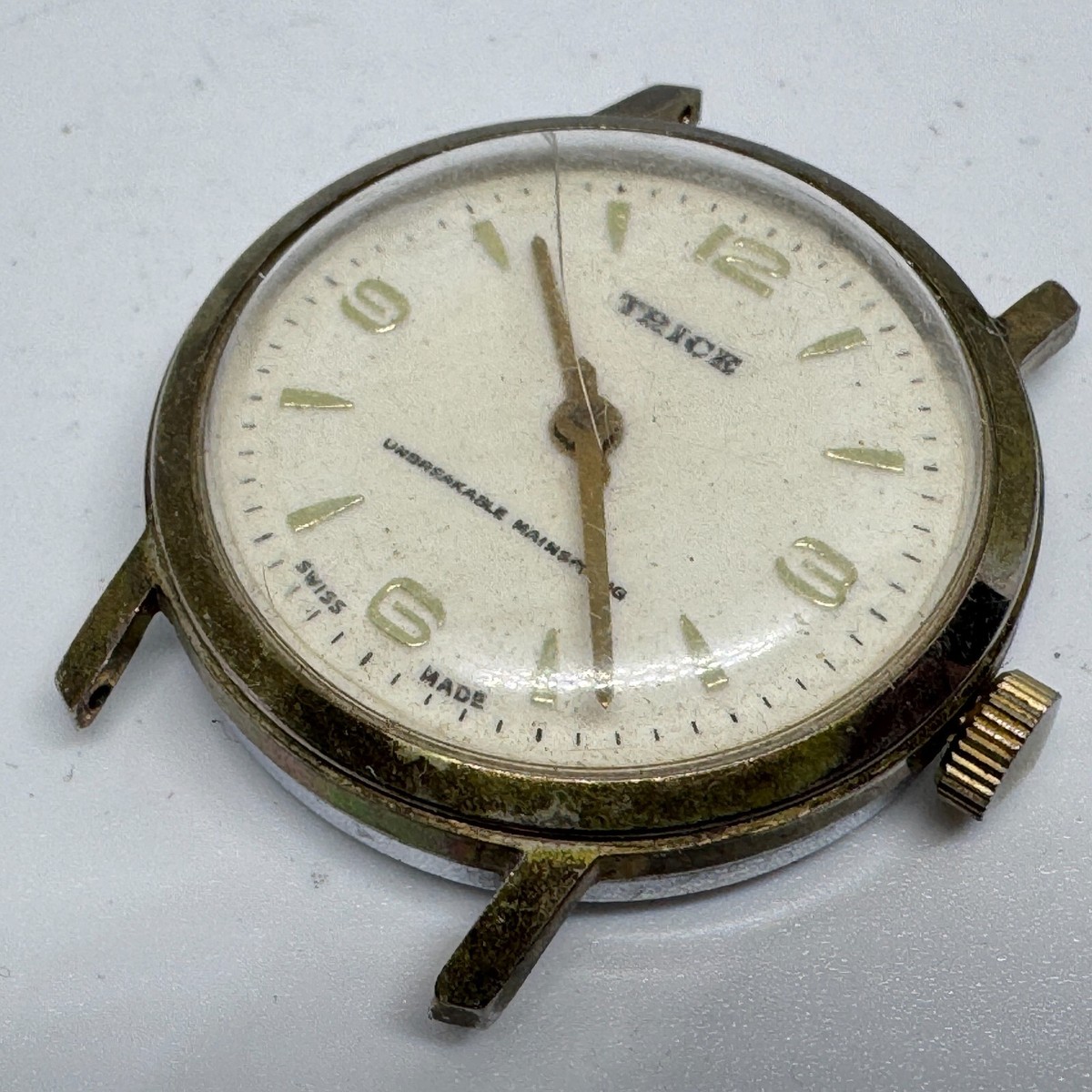 VTG Trice Swiss Men Gold Tone Handing Wind Mechanical Watch  display picture 2