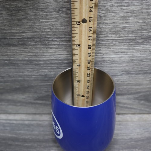Go 365 Thermo Stiellos Weinglas Tasse Becher mit Deckel Blau Weiß - Bild 9 von 12