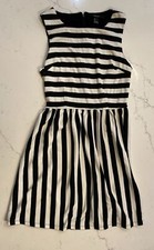 Forever 21 Womens Dress Small Black White Striped Dressy Casual A-Line