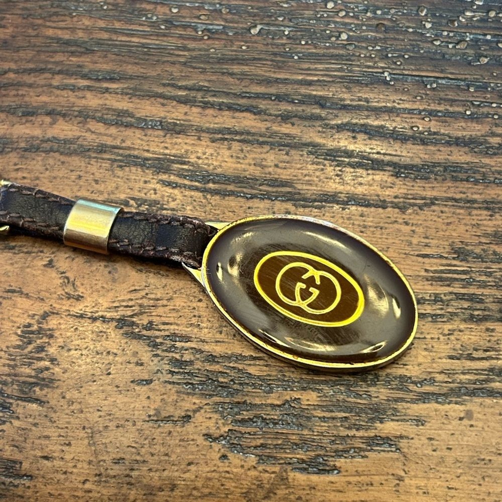 Authentic GUCCI Keyring GP Interlocking Gold Dark… - image 8