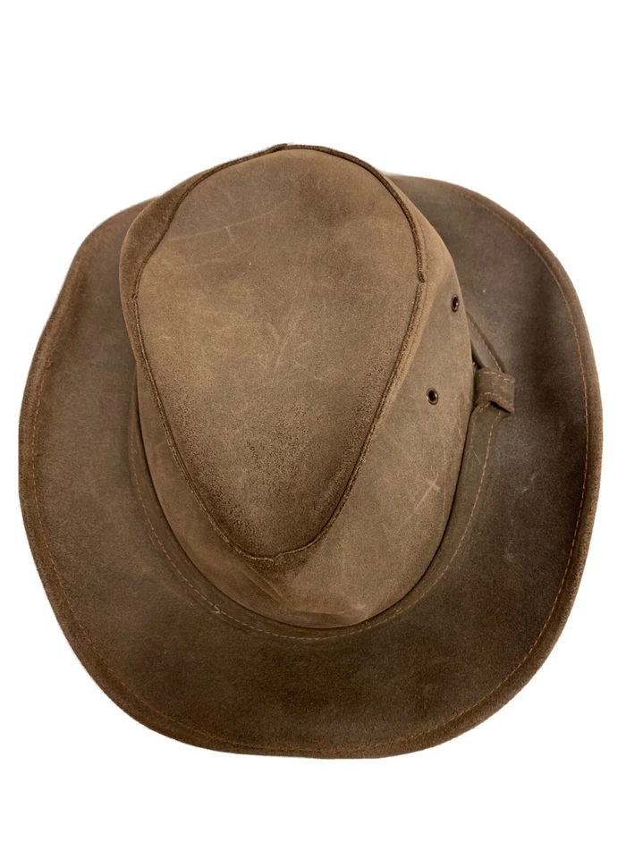 Sombrero de cuero marrón genuino Minnetonka vintage talla XL Foto 2 de 4