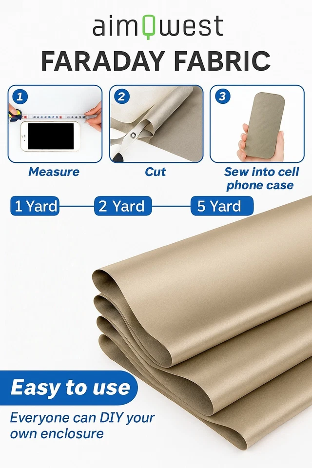 Faraday Fabric by Yard Military Grade EMP Proof WiFi GPS RFID Blocking 43" Width - Image 3 of 4