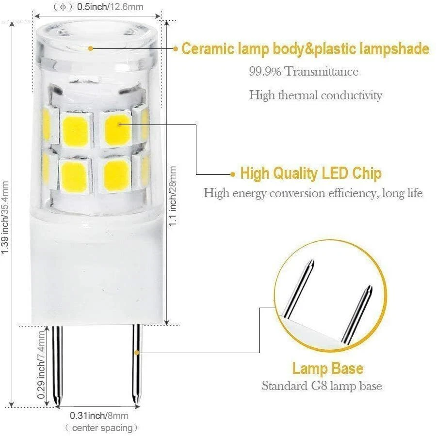 5 PCS G8 Base Bi-pin JCD Type LED 120V 20W Halogen Replacement Bulb 3000K/6000K - Image 3 of 4