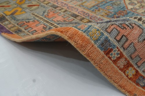 6x9 Gray Afghan Hand Knotted Veg dyes Wool Tribal Area Rug - Picture 14 of 21