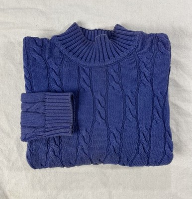 VTG 90s L.L. BEAN 100% Cotton Knit Mock Neck Sweater Women's MED Violet USA Made