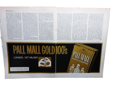 1974 Pall Mall Cigarettes Print Ad Gold 100s Longer Milder Vintage Tobacco Ad