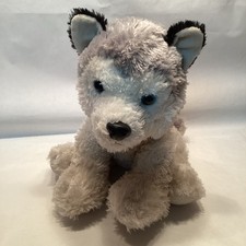 Aurora Sitting Husky Plush Stuffed Animal 14" Wolf Malamute Dog Gray And White