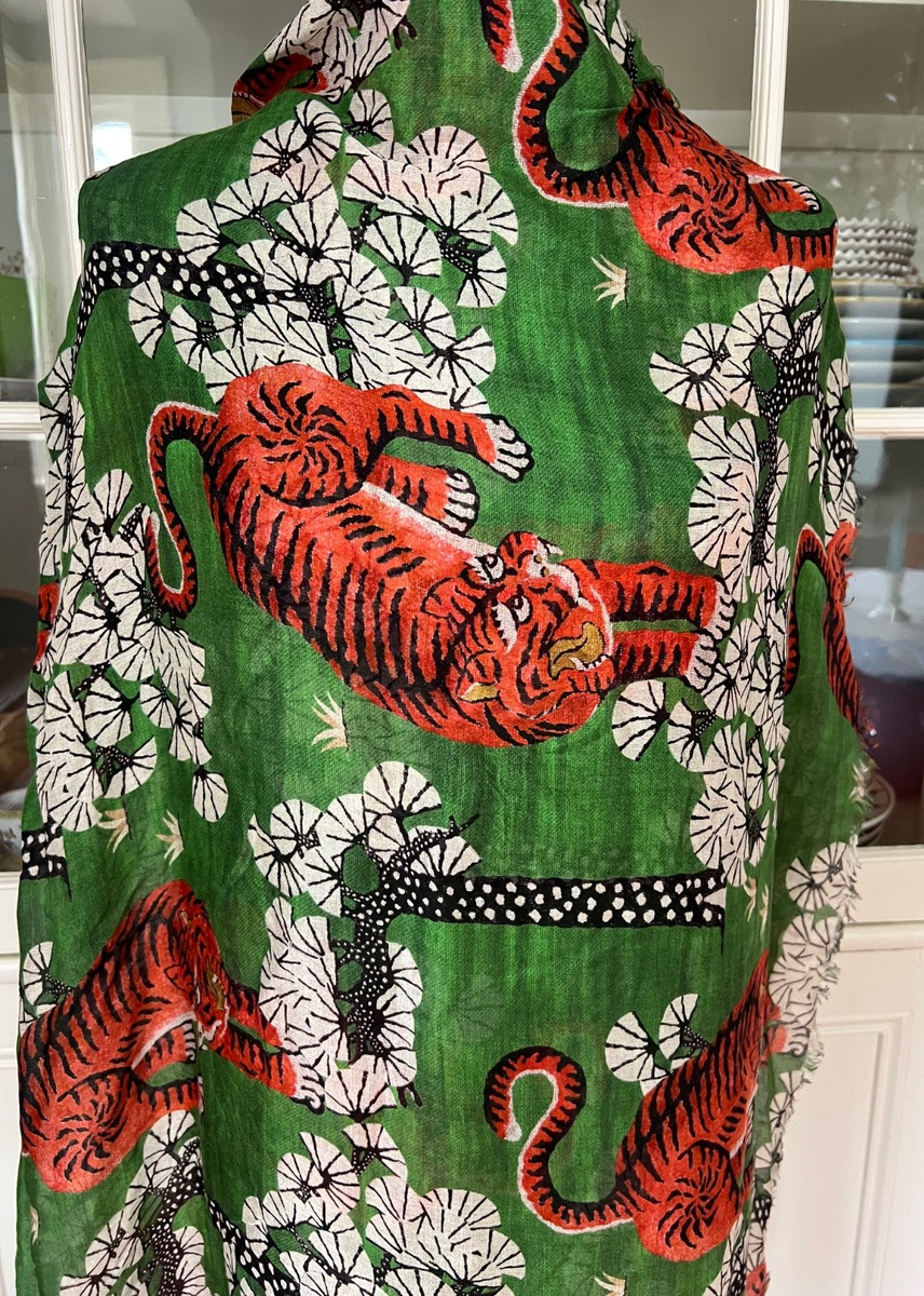 Gucci Bengal Tiger Scarf Limited Edition RARE, Modal/Silk, Green