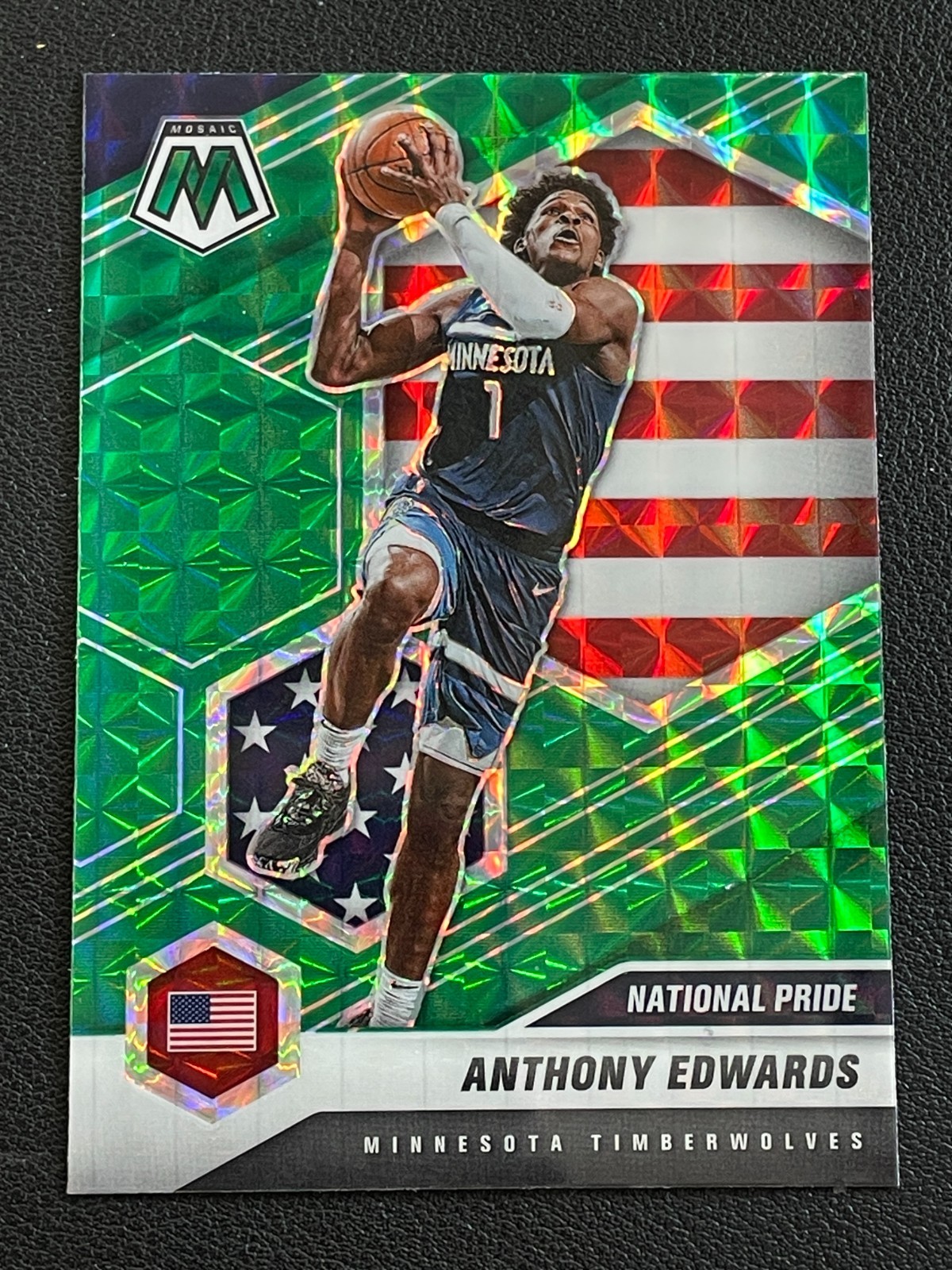Anthony Edwards 2020-21 Panini Mosaic RC National Pride Green Mosaic #252