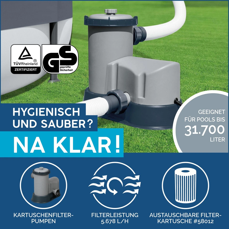 Swimming Pool Stahlrahmen Komplett-Set mit Filterpumpe 549 x 274 x 122 cm - Bild 4 von 4