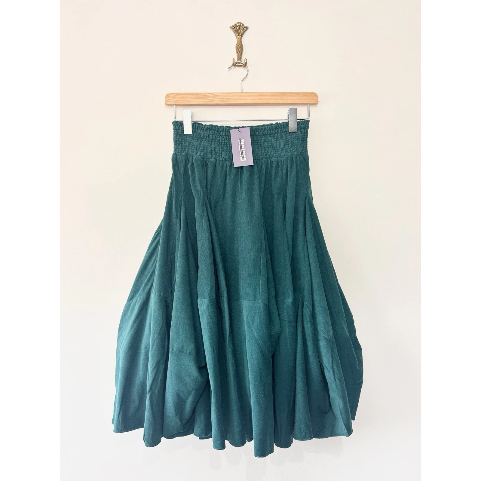 Mistral Airy Fairy Corduroy Skirt Midi Teal Blue Hitched Lagenlook RRP £65
