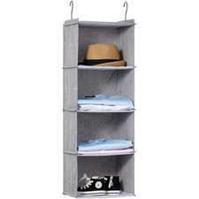 Hanging Closet Organizer, Easy Mount Collapsible 4-Shelf Camper Closet Wardro...
