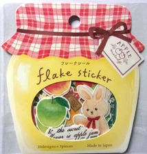 GAIA Apple Melody Rabbit Flake Sticker Made in Japan 30 pieces