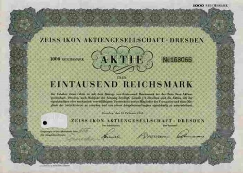 Zeiss Ikon AG 1942 Dresden Jena Kassel Stuttgart Abloy Stockholm Helsinki 1000 M