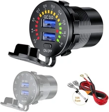 Quick Charge 3.0 Dual USB Charger Socket with Touch Switch ON/Off Waterproof