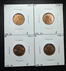 BU Wheat Cent Set, 1934-1936. 4 Coins