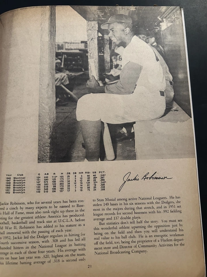 1953 BROOKLYN DODGERS ежегодник Джеки РОБИНСОН Pee Wee REESE Duke SNIDER Hodges - Изображение 2 из 4