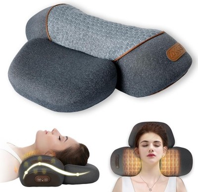 Bkrtondsy 3-in-1 Cervical Neck Traction Pillow Massage Hump - Heating,Vibration,