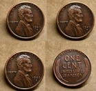 ~~~3PC 1909-S VDB Lincoln Wheat Penny Rare Sought As shown in the figure~~~