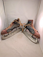 Vintage Leather Men's Canadian Beaver Racing Ice Skates with Skate Guards