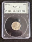 1940 Mercury Dime PCGS MS65FB Rattler Holder