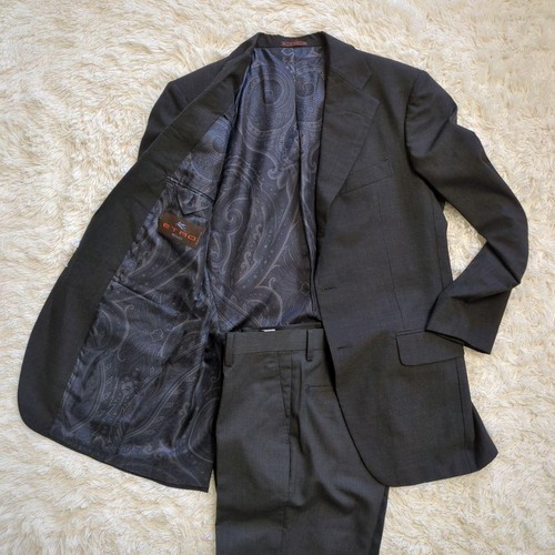 Etro Paisley Silk Suit Set Gray XL Men's Business Blazer & Trousers 2B 100% Sil - Picture 17 of 17