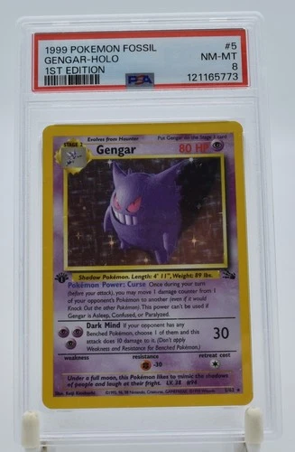 Gengar 5 1st Edition PSA 8 Fossil Holo 1999 WOTC Pokemon Card
