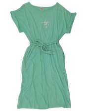 VINTAGE Womens Basic Dress EU 40 Medium Green Cotton DO03